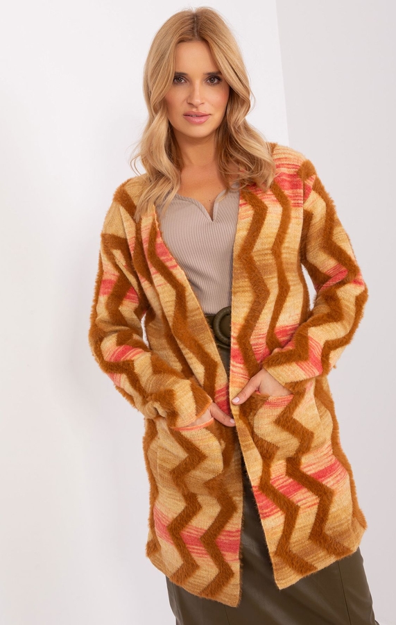 Sweter Wool Fashion Italia w geometryczne wzory w stylu casual