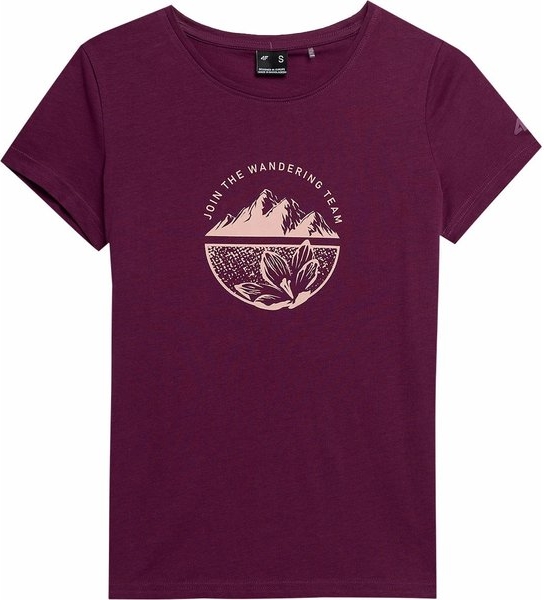 T-shirt 4F z krótkim rękawem z bawełny z okrągłym dekoltem