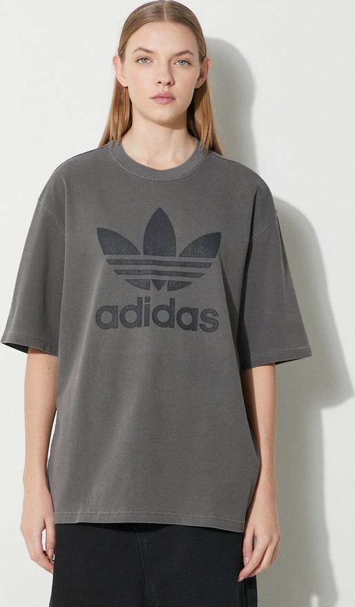T-shirt Adidas Originals z bawełny z okrągłym dekoltem w sportowym stylu
