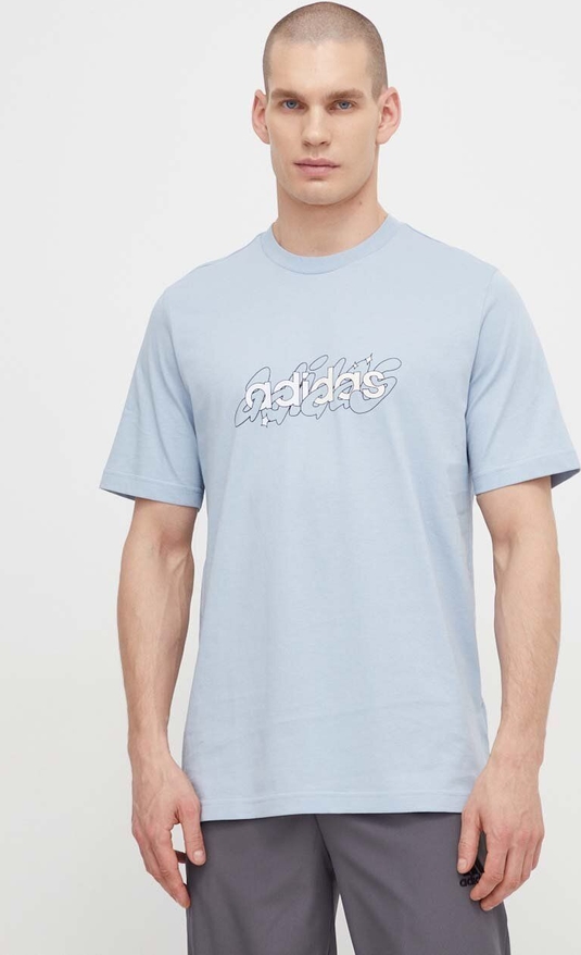 T-shirt Adidas z bawełny z nadrukiem w sportowym stylu