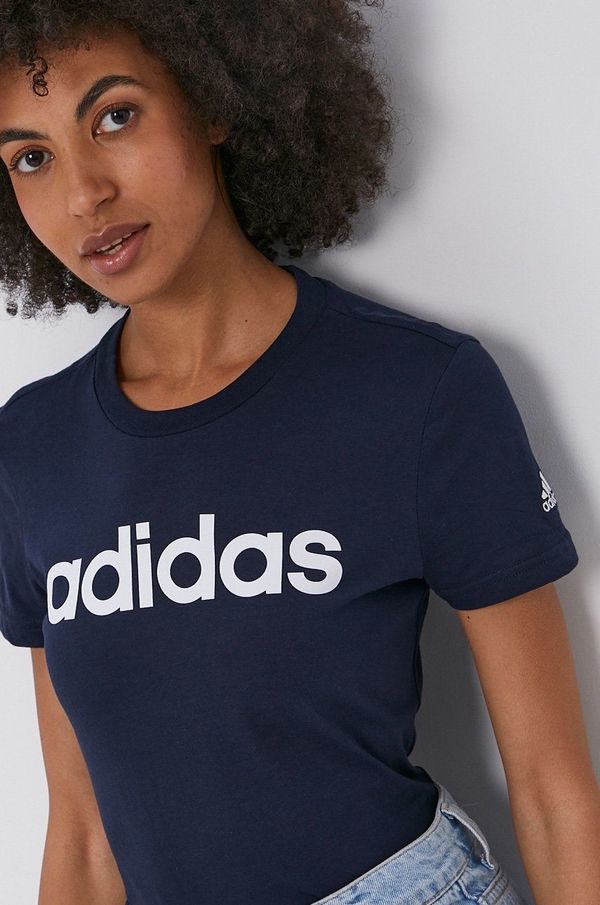 T-shirt Adidas z dzianiny z krótkim rękawem z okrągłym dekoltem