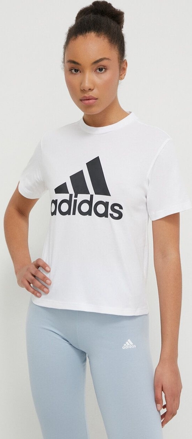 T-shirt Adidas z krótkim rękawem w sportowym stylu z bawełny