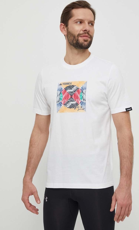 T-shirt Adidas z krótkim rękawem z nadrukiem z bawełny