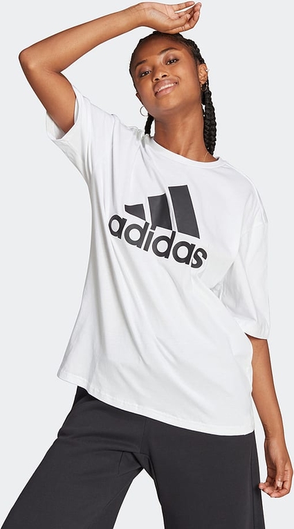 T-shirt Adidas z krótkim rękawem z okrągłym dekoltem z bawełny