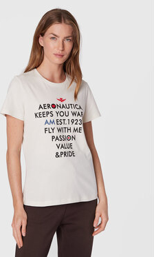 T-shirt Aeronautica Militare w militarnym stylu z okrągłym dekoltem