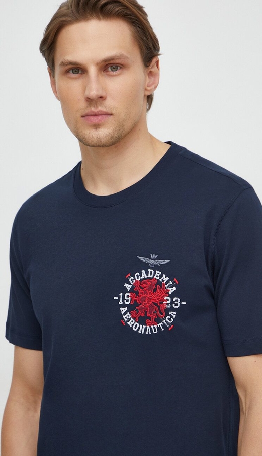 T-shirt Aeronautica Militare w młodzieżowym stylu z bawełny z krótkim rękawem