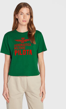 T-shirt Aeronautica Militare w młodzieżowym stylu z krótkim rękawem z okrągłym dekoltem