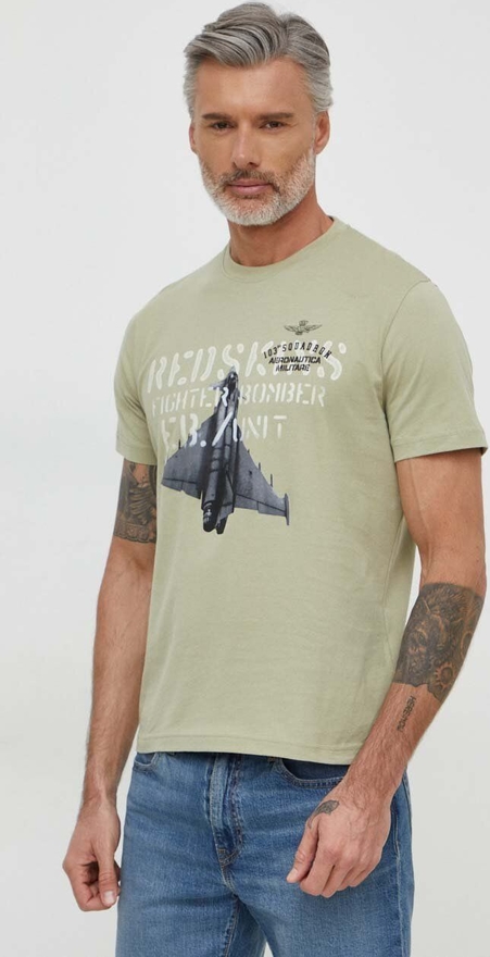 T-shirt Aeronautica Militare z bawełny z nadrukiem