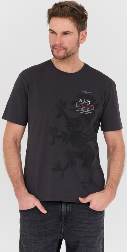 T-shirt Aeronautica Militare z krótkim rękawem w młodzieżowym stylu z nadrukiem