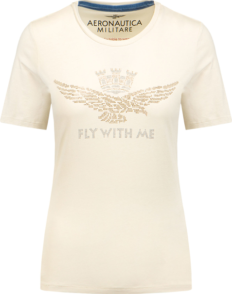 T-shirt Aeronautica Militare z krótkim rękawem w młodzieżowym stylu z okrągłym dekoltem