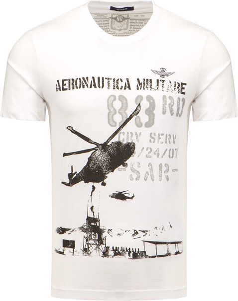 T-shirt Aeronautica Militare z krótkim rękawem z bawełny z nadrukiem