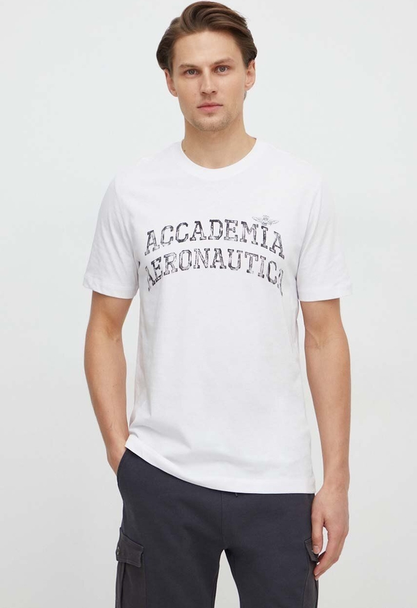 T-shirt Aeronautica Militare z nadrukiem w młodzieżowym stylu