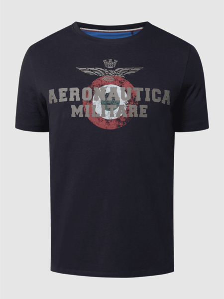 T-shirt Aeronautica Militare z nadrukiem z krótkim rękawem z bawełny