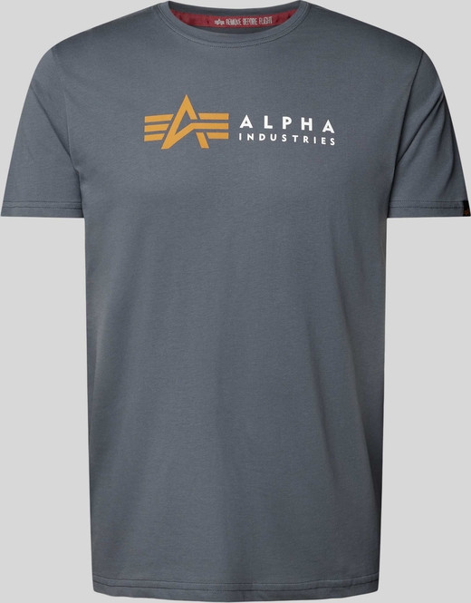 T-shirt Alpha Industries z bawełny z nadrukiem w młodzieżowym stylu