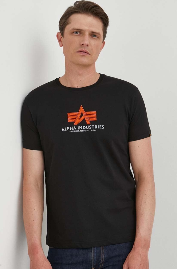T-shirt Alpha Industries z krótkim rękawem w młodzieżowym stylu z bawełny