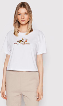 T-shirt Alpha Industries z krótkim rękawem w młodzieżowym stylu z okrągłym dekoltem