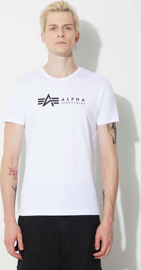 T-shirt Alpha Industries z krótkim rękawem z bawełny z nadrukiem