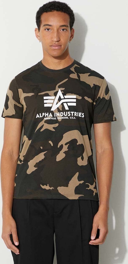 T-shirt Alpha Industries z nadrukiem z krótkim rękawem w młodzieżowym stylu