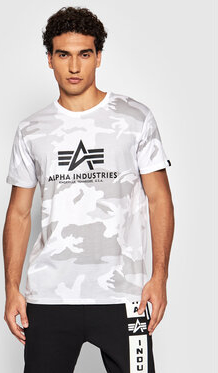 T-shirt Alpha Industries z nadrukiem z krótkim rękawem w młodzieżowym stylu