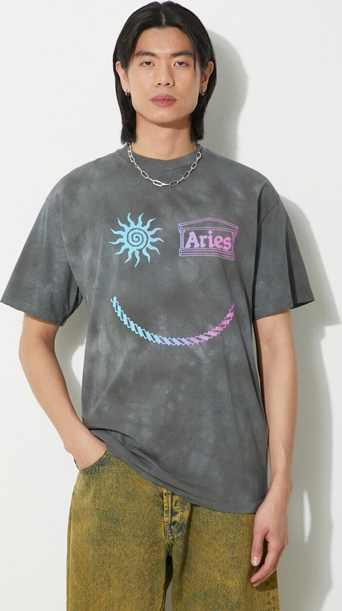 T-shirt Aries z bawełny z krótkim rękawem w młodzieżowym stylu