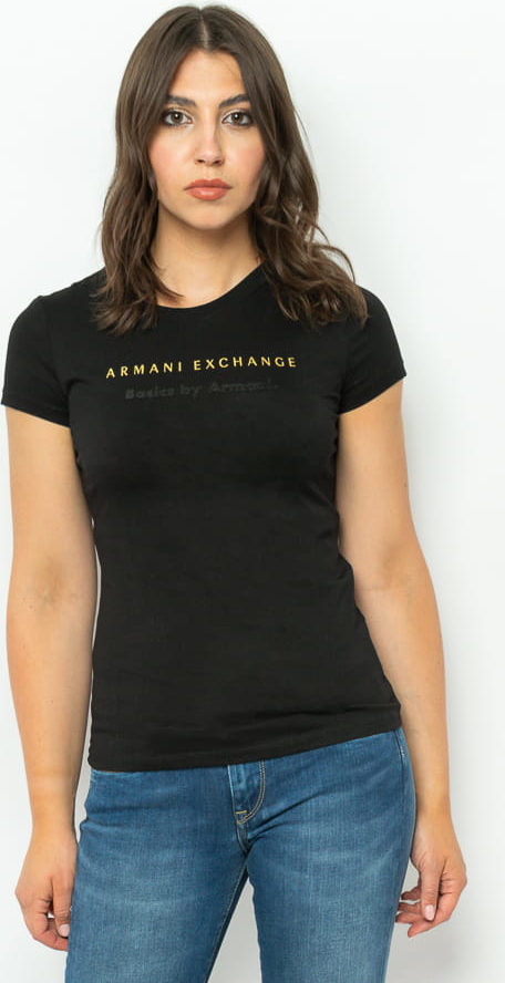T-shirt Armani Exchange w młodzieżowym stylu z okrągłym dekoltem z bawełny