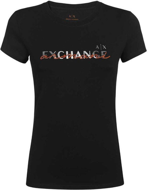 T-shirt Armani Exchange w młodzieżowym stylu z okrągłym dekoltem z krótkim rękawem