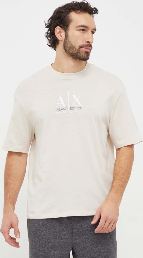 T-shirt Armani Exchange z bawełny z nadrukiem z krótkim rękawem