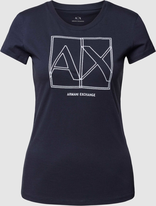 T-shirt Armani Exchange z bawełny z okrągłym dekoltem w młodzieżowym stylu