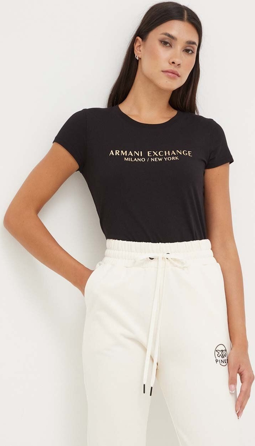 T-shirt Armani Exchange z bawełny z okrągłym dekoltem z krótkim rękawem