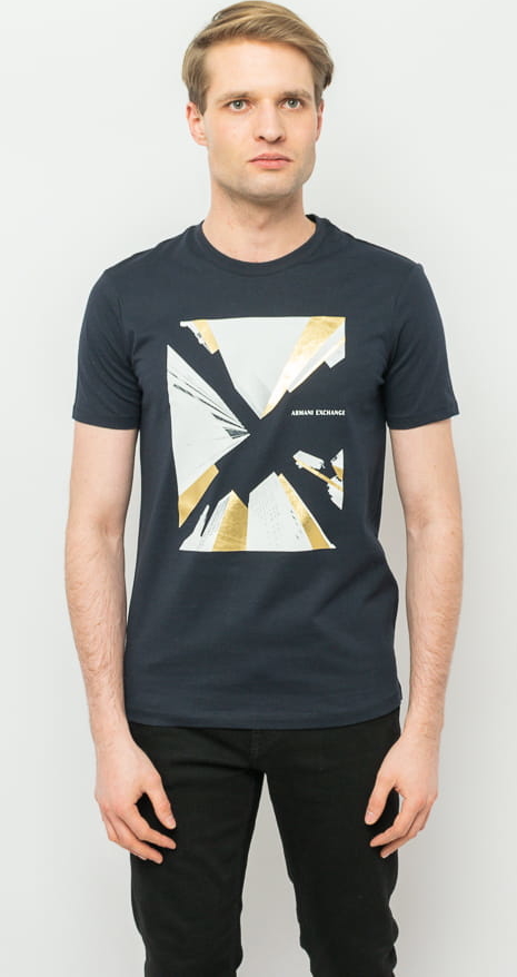 T-shirt Armani Exchange z nadrukiem w młodzieżowym stylu z krótkim rękawem