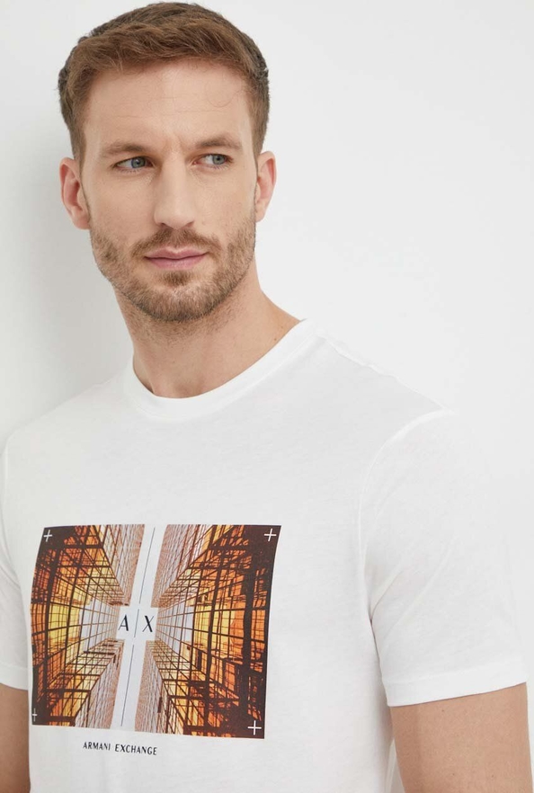 T-shirt Armani Exchange z nadrukiem z krótkim rękawem w młodzieżowym stylu