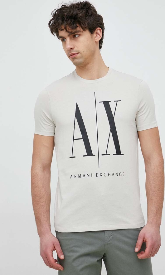 T-shirt Armani Exchange z nadrukiem z krótkim rękawem z bawełny