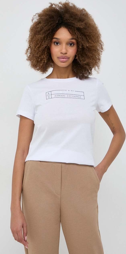 T-shirt Armani Exchange z okrągłym dekoltem w młodzieżowym stylu z bawełny