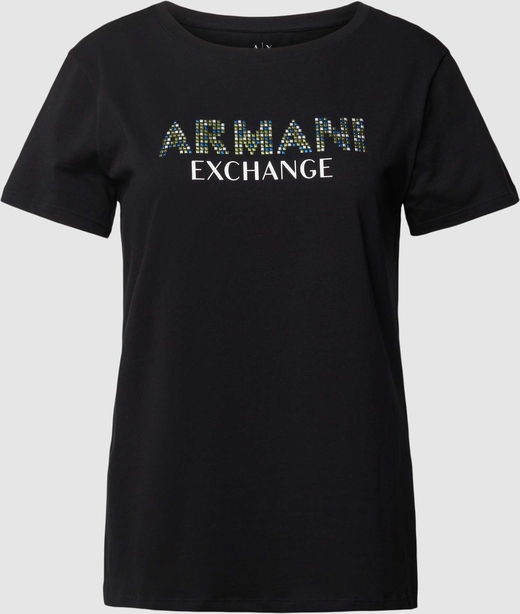 T-shirt Armani Exchange z okrągłym dekoltem z bawełny