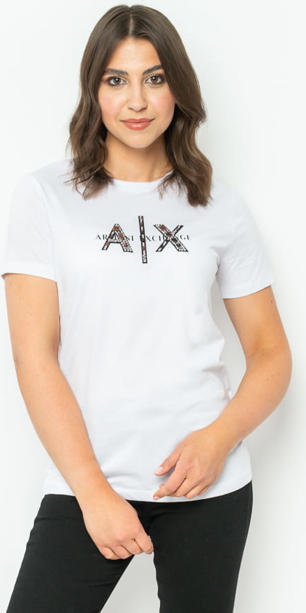 T-shirt Armani Exchange z okrągłym dekoltem z bawełny