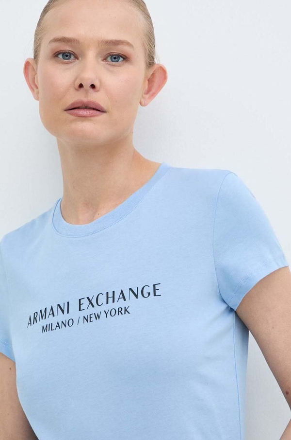 T-shirt Armani Exchange z okrągłym dekoltem z bawełny w młodzieżowym stylu
