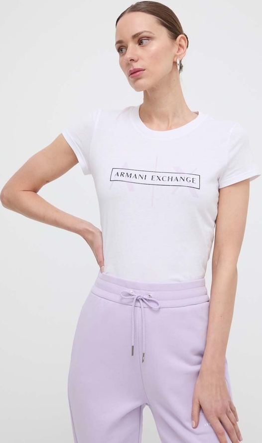 T-shirt Armani Exchange z okrągłym dekoltem z bawełny z krótkim rękawem