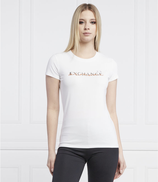 T-shirt Armani Exchange z okrągłym dekoltem z krótkim rękawem w młodzieżowym stylu