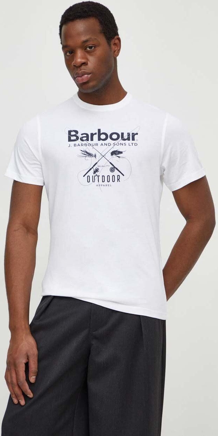 T-shirt Barbour w młodzieżowym stylu z bawełny z krótkim rękawem