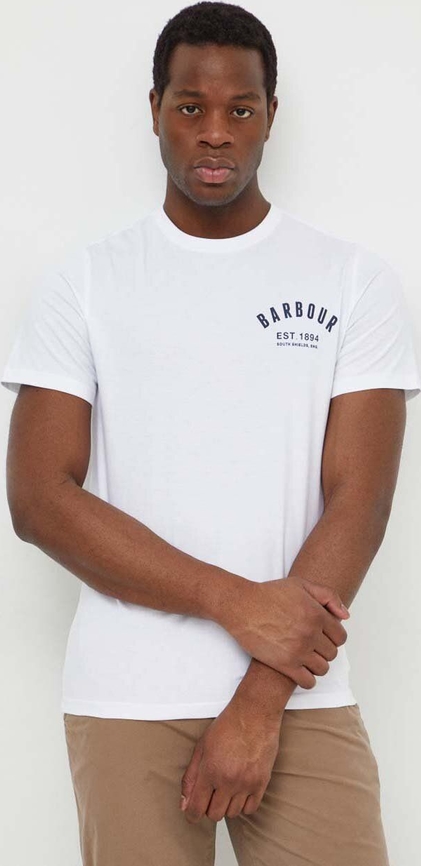 T-shirt Barbour w młodzieżowym stylu z krótkim rękawem z bawełny