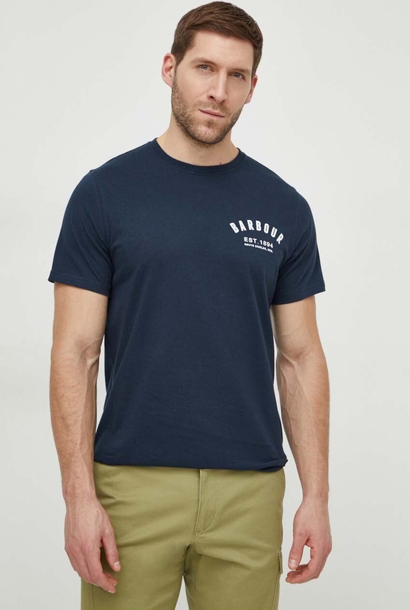 T-shirt Barbour z nadrukiem z bawełny