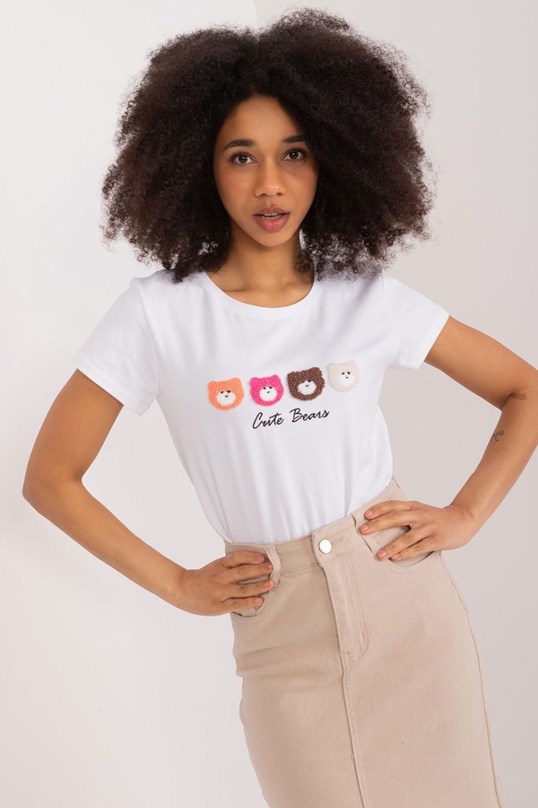 T-shirt Basic Feel Good w młodzieżowym stylu z okrągłym dekoltem