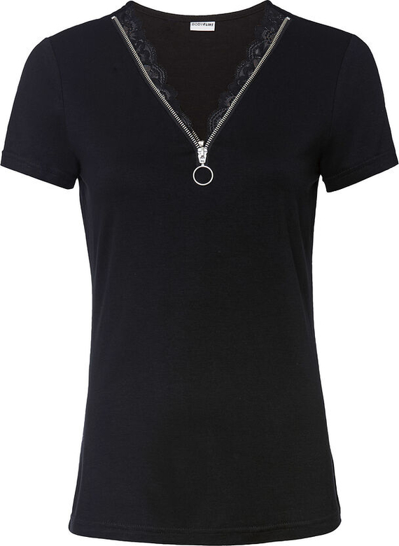 T-shirt bonprix w stylu casual z dekoltem w kształcie litery v z krótkim rękawem
