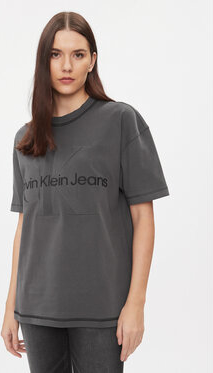 T-shirt Calvin Klein w młodzieżowym stylu z okrągłym dekoltem