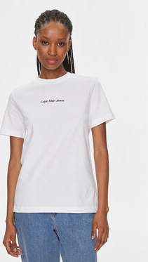 T-shirt Calvin Klein w młodzieżowym stylu z okrągłym dekoltem z krótkim rękawem