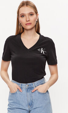T-shirt Calvin Klein w stylu casual z dekoltem w kształcie litery v