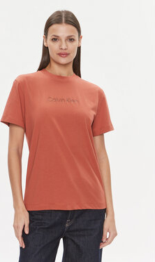 T-shirt Calvin Klein w stylu casual z okrągłym dekoltem z krótkim rękawem