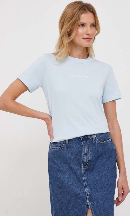 T-shirt Calvin Klein z bawełny z okrągłym dekoltem