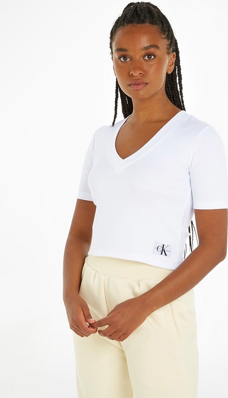 T-shirt Calvin Klein z bawełny z okrągłym dekoltem z krótkim rękawem