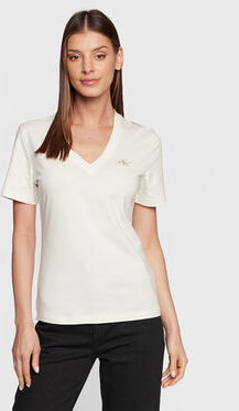T-shirt Calvin Klein z dekoltem w kształcie litery v z krótkim rękawem